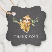 可愛い黒板ナマケモノ赤ちゃんシャワー フェイバータグ (正面)