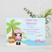 可愛い黒毛海賊少女バースデーパーティー サンキューカード (スタンド正面)