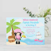 可愛い黒毛海賊少女バースデーパーティー 招待状 (スタンド正面)