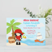 可愛い黒毛海賊少女バースデーパーティー 招待状 (スタンド正面)