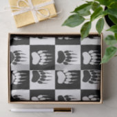 可愛い黒熊の手のプリントチェッカーボードパターン 薄葉紙 (ギフト)