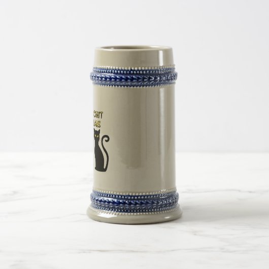 可愛い黒猫おもしろいと金ゴールド文字 ビールジョッキ (中央)