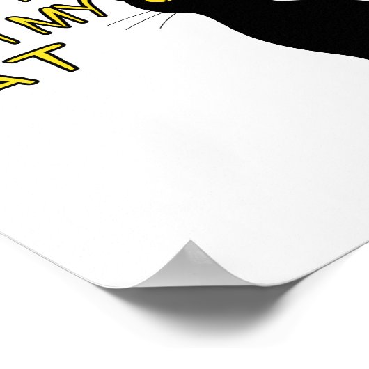 可愛い黒猫おもしろいと金ゴールド文字 ポスター (角)