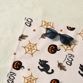 可愛い黒猫かぼちゃハロウィーンパターン ビーチタオル (インサイチュ)