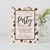 可愛い黒猫かぼちゃハロウィーンパターン 招待状 (スタンド正面)