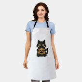 可愛い黒猫が飼いハロウィーンのカボチャのちょうちんかぼちゃ – Ka エプロン (着用した状態)