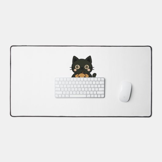 可愛い黒猫が飼いハロウィーンのカボチャのちょうちんかぼちゃ – Ka デスクマット (キーボード&マウス)