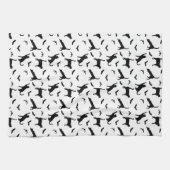 可愛い黒猫とこうもり柄おもしろいハロウィン キッチンタオル (横)