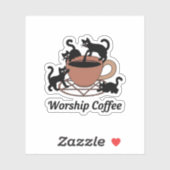 可愛い黒猫とコーヒー礼拝子猫 シール (シート)