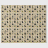 可愛い黒猫と現在の金ゴールドグリッターニャーパーティー ラッピングペーパー (フラット)