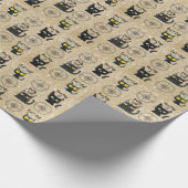 可愛い黒猫と現在の金ゴールドグリッターニャーパーティー ラッピングペーパー (角)