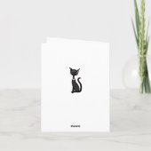 可愛い黒猫と花かわいらしの木 サンキューカード (裏面)