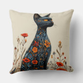 可愛い黒猫と花 クッション (裏面)