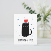 可愛い黒猫と7月4日ハッピーハガキ ポストカード (スタンド正面)