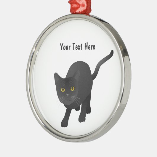 可愛い黒猫に合わせる メタルオーナメント (左)