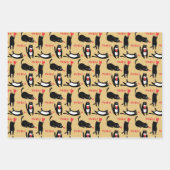 可愛い黒猫に遊ハートとニャー ラッピングペーパーシート (正面2)