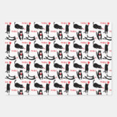 可愛い黒猫に遊ハートとニャー ラッピングペーパーシート (正面)