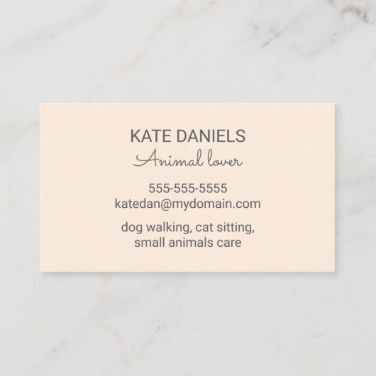 可愛い黒猫のぞきペット座りサービス 名刺 (裏面)