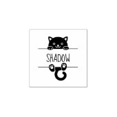 可愛い黒猫のぞき名前をカスタムする1x1 ラバースタンプ (インプリント)