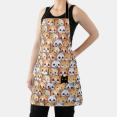可愛い黒猫のオレンジ色の猫ペット継ぎ目なし柄 エプロン (インサイチュ)