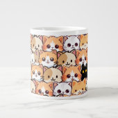 可愛い黒猫のオレンジ色の猫ペット継ぎ目なし柄 ジャンボコーヒーマグカップ (正面)