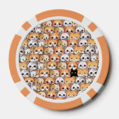 可愛い黒猫のオレンジ色の猫ペット継ぎ目なし柄 ポーカーチップ (裏面)