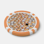 可愛い黒猫のオレンジ色の猫ペット継ぎ目なし柄 ポーカーチップ (シングル)