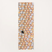 可愛い黒猫のオレンジ色の猫ペット継ぎ目なし柄 ヨガマット (正面)