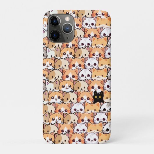 可愛い黒猫のオレンジ色の猫ペット継ぎ目なし柄 Case-Mate iPhoneケース (裏)