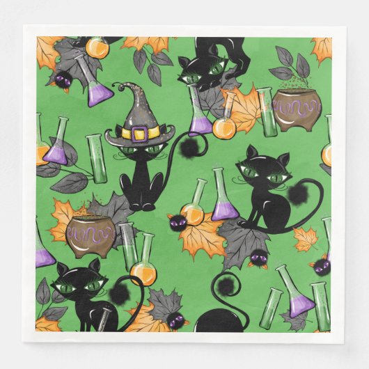 可愛い黒猫のグリーンハロウィン (正面)