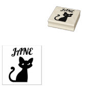 可愛い黒猫のパーソナライズされた名前ゴム印 ラバースタンプ (押印)
