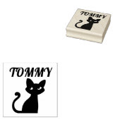 可愛い黒猫のパーソナライズされた名前ゴム印 ラバースタンプ (押印)