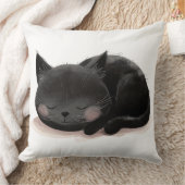 可愛い黒猫の寝枕、居心地の良い猫 クッション (ブランケット)