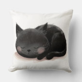 可愛い黒猫の寝枕、居心地の良い猫 クッション (正面)