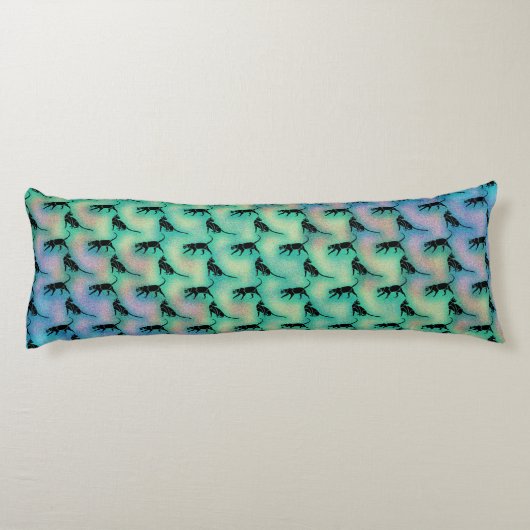 可愛い黒猫の柄を緑に ボディピロー (裏面)