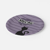 可愛い黒猫の漫画がニャー ペーパープレート (アングル)