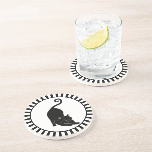 可愛い黒猫の白黒 コースター (側面)