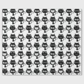 可愛い黒猫の表情パターン ラッピングペーパー (フラット)