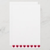 可愛い黒猫の赤いハート 便箋 (正面/裏面)