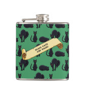 可愛い黒猫は魔法!レトロピクセルスタイルアート フラスク (正面)