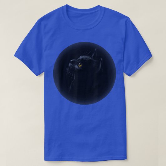 可愛い黒猫イエローアイシャドムーンキャット  Tシャツ (デザイン正面)