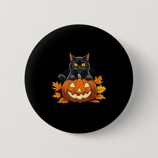 可愛い黒猫カボチャのハロウィンの衣装不気味Se 缶バッジ (正面)