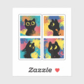 可愛い黒猫カラフルアート子猫猫の愛 シール (シート)