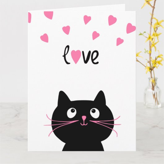 可愛い黒猫カード カード (黄色い花)