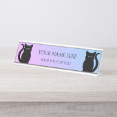 可愛い黒猫グラデーション背景 デスクネームプレート (正面)