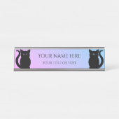 可愛い黒猫グラデーション背景 デスクネームプレート (正面)