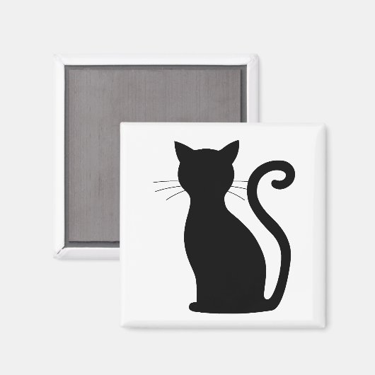 可愛い黒猫シルエットおもしろい白黒 マグネット (正面/裏面)