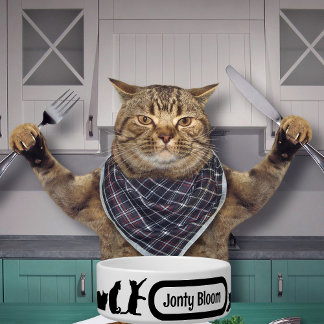 可愛い黒猫シルエットパターン猫の名前 ボウル