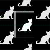 可愛い黒猫シルエット織物 ファブリック (タイル)