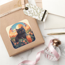 可愛い黒猫シール